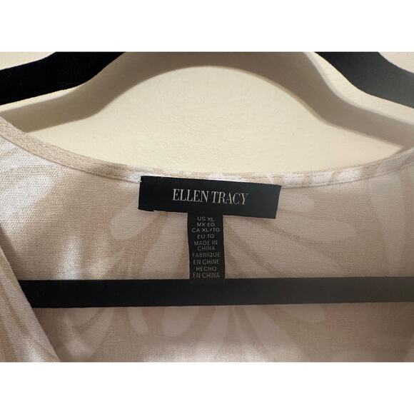 Ellen Tracy Tiered Linen Blend Dress - Linen Leaf Pattern - Picture 8 of 9